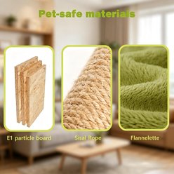 Decflow 30-in Multi-Level Activity Cat Tree Tower Furniture with Cat Condo, Scratching Post & Big Hammock for Cats, Green slide 2 of 8