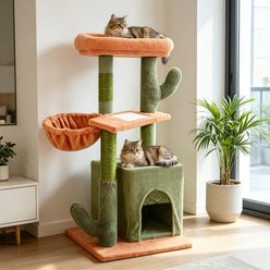 Decflow 30-in Multi-Level Activity Cat Tree Tower Furniture with Cat Condo, Scratching Post & Big Hammock for Cats, Green slide 1 of 8