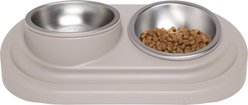Ubbi Food & Water Non-Skid Stainless Steel Elevated Dog & Cat Bowls, 16-oz, Taupe