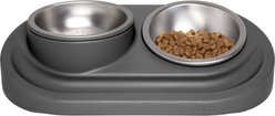 Ubbi Food & Water Non-Skid Stainless Steel Elevated Dog & Cat Bowls, 16-oz, Gray