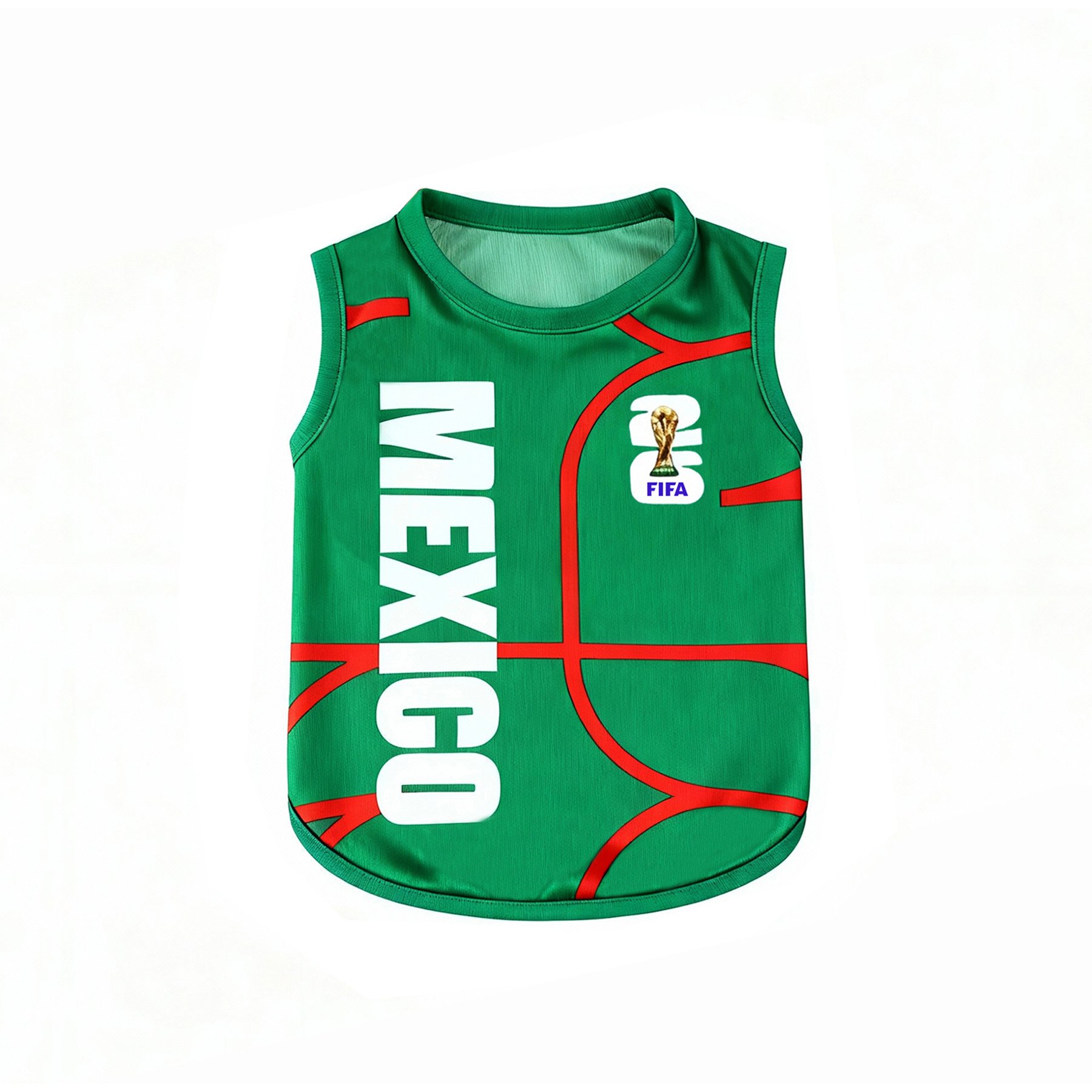 FIFA WC26 Mexico Machine Washable Dog T-Shirt, Green, Large