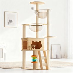 W-Jopns 59-in Modern Wooden Sisal Posts Cat Tree slide 2 of 9