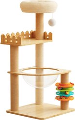 W-Jopns 39.3-in Modern Wood Cat Tree, Natural & White slide 2 of 7