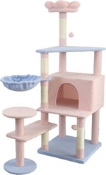 W-Jopns Charming Floral 56-in Cat Tree & Condo, Pink