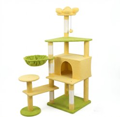 W-Jopns Charming Floral 56-in Cat Tree & Condo, Yellow