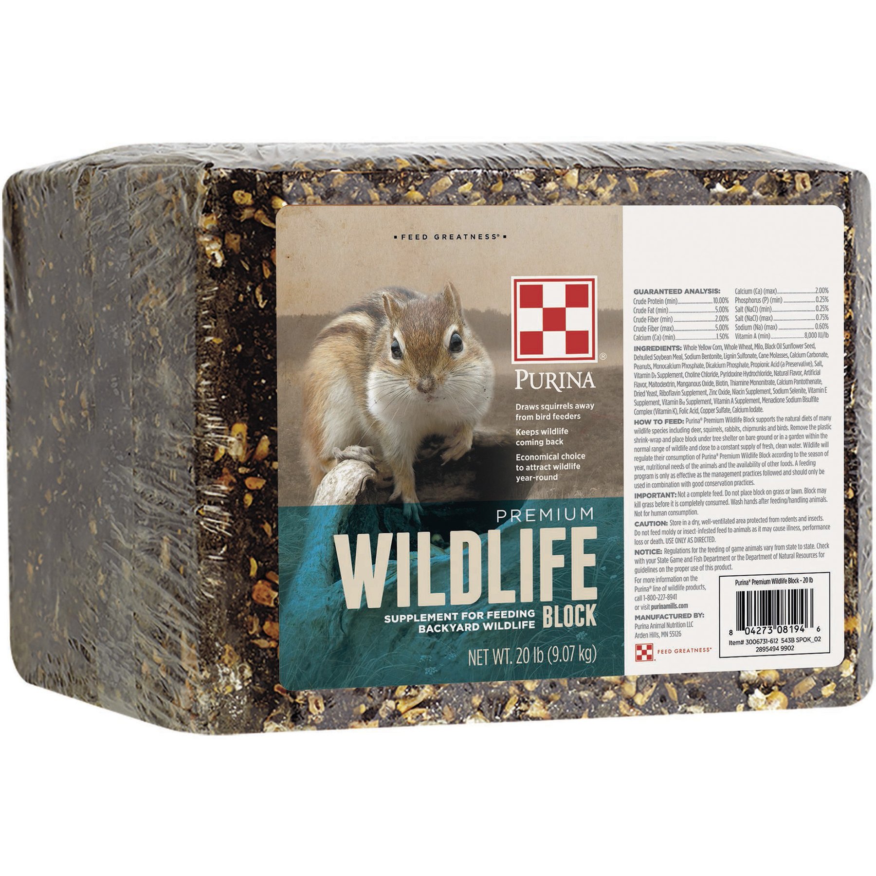 Purina Animal Nutrition Premium Wildlife Block, 20-lb