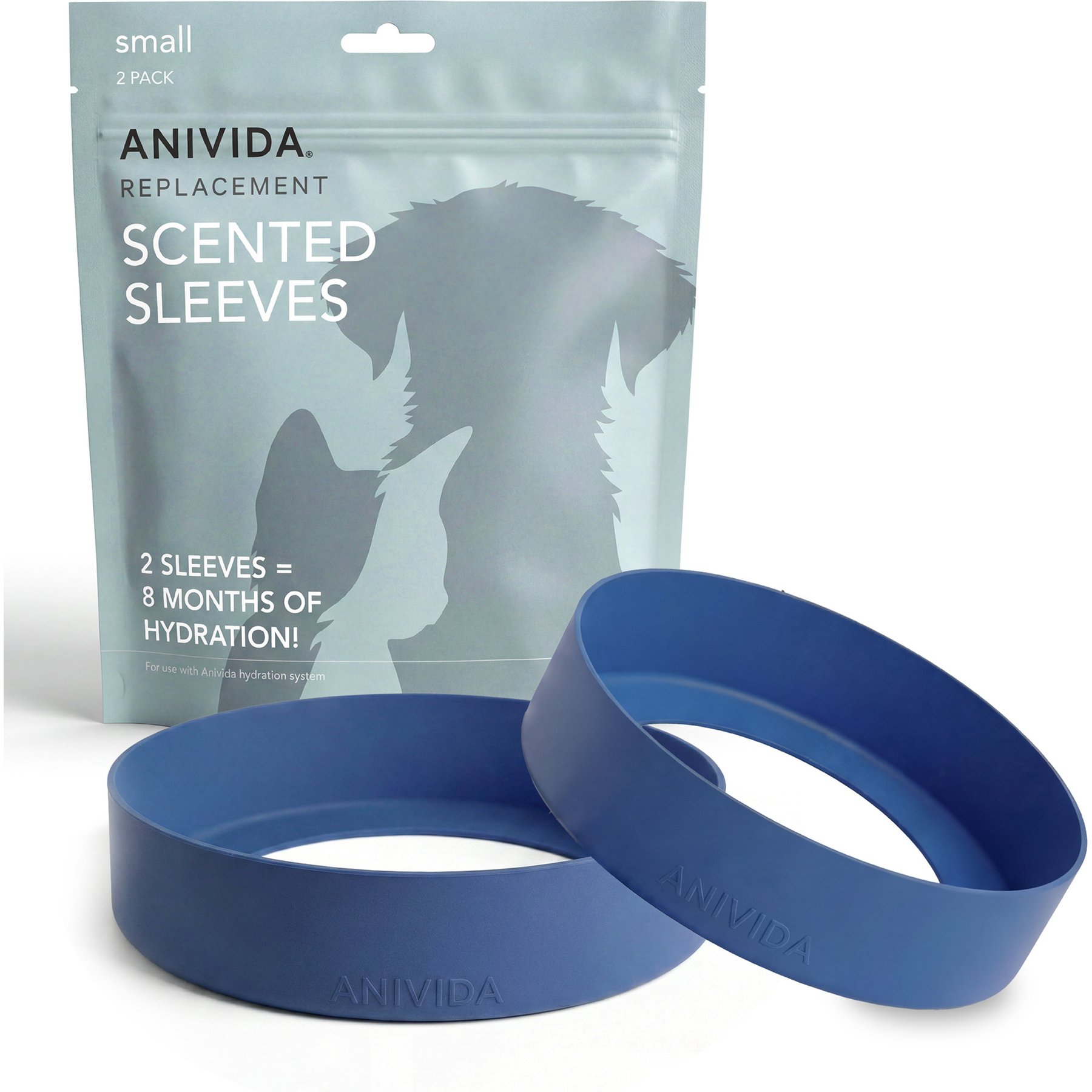 Anivida Bowl Peanut Butter Scented Dog Replacement Sleeve, Blue, 2 count, Small