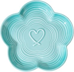 PawsPik Flower Ceramic Cat Feeding Plate, Medium, Blue