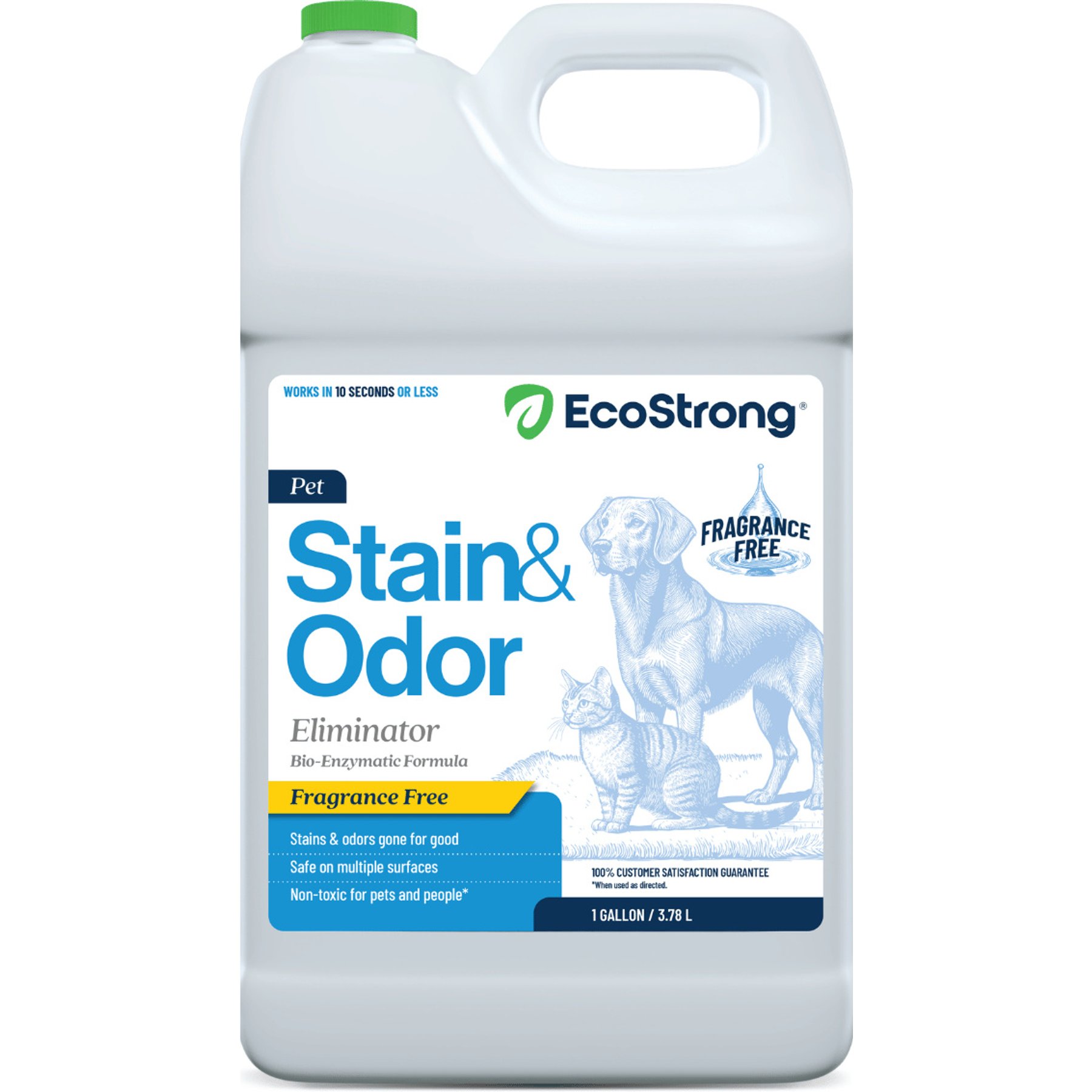 EcoStrong Fragrance Free Dog Stain & Odor Eliminator, 1-gallon jug