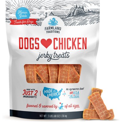 Farmland Traditions Farmland Traditions Dogs Love Chicken Human-Grade Jerky Dog Treats, 48-oz bag
