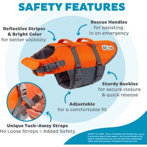 Outward Hound Granby RipStop Dog Life Jacket, Large, Bright Orange