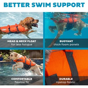 Outward Hound Granby RipStop Dog Life Jacket, Large, Bright Orange