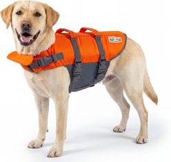 Outward Hound Granby RipStop Dog Life Jacket, Large, Bright Orange