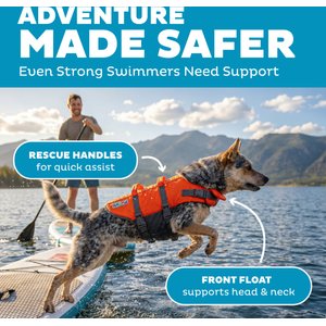 Outward Hound Granby RipStop Dog Life Jacket, Medium, Bright Orange