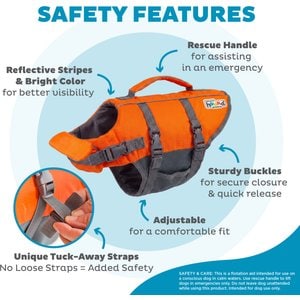 Outward Hound Granby RipStop Dog Life Jacket, Small, Bright Orange