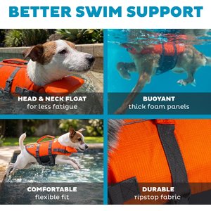 Outward Hound Granby RipStop Dog Life Jacket, Small, Bright Orange