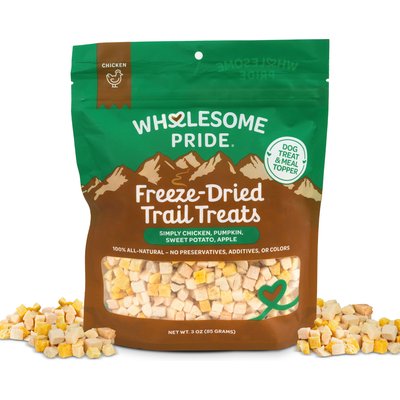Wholesome Pride Pet Treats Wholesome Pride Pet Treats Trail Treats Chicken with Fruits & Vegetables Grain-Free Freeze-Dried Dog Treats, 3-oz bag