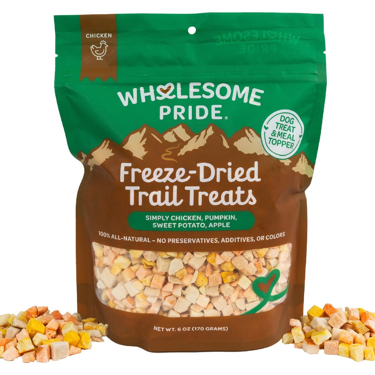 Wholesome Pride Pet Treats Trail Treats Chicken with Fruits & Vegetables Grain-Free Freeze-Dried Dog Treats, 6-oz bag
