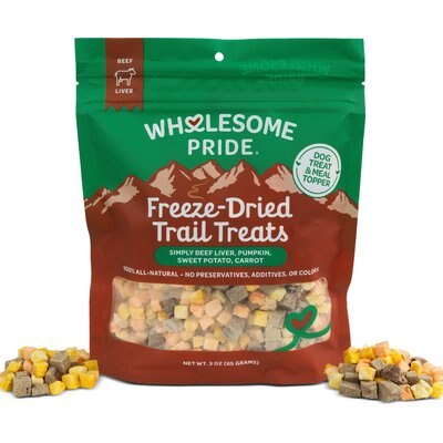 Wholesome Pride Pet Treats Wholesome Pride Pet Treats Beef Liver with Fruits & Vegetables Grain-Free Limited Ingredient Freeze-Dried Trail Treats for Dogs, 3-oz bag