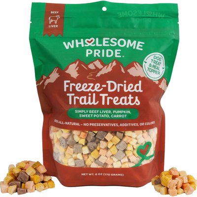 Wholesome Pride Pet Treats Wholesome Pride Pet Treats Beef Liver with Fruits & Vegetables Grain-Free Limited Ingredient Freeze-Dried Trail Treats for Dogs, 6-oz bag