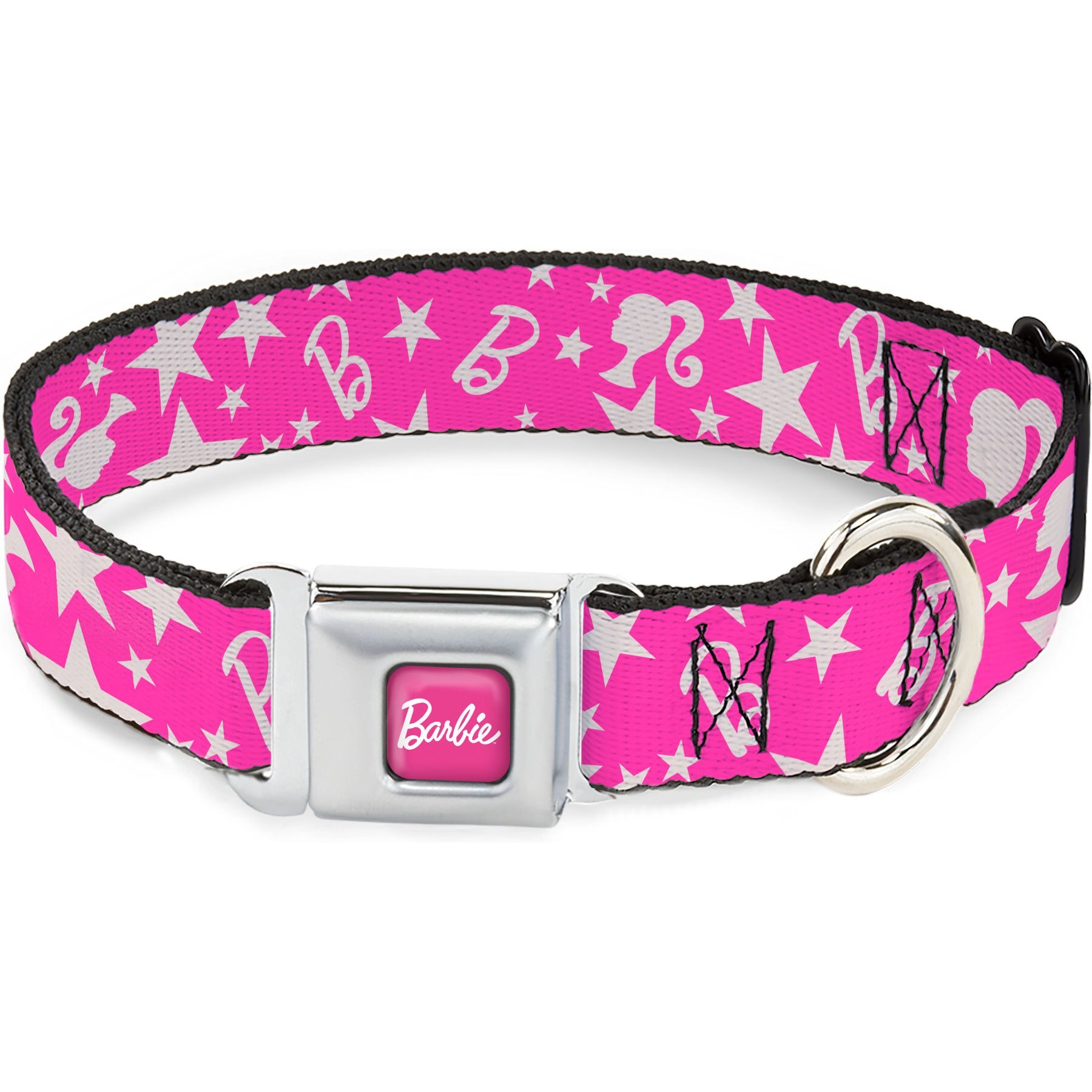 Buckle-Down Mattel Barbie Ponytail Silhouette & Star Dog Collar, Small: 13 to 17-in neck, 1.5-in wide