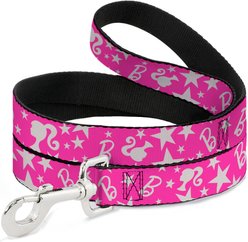 Buckle-Down Mattel Barbie Ponytail Silhouette & Star Scattered Polyester Dog Leash, Pink, 6-ft long, 1-in wide