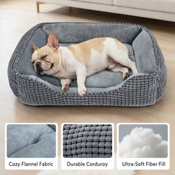 MIXJOY Flannel Square Non-Slip Bottom Machine Washable Dog Bed, Grey, Large: 30-in slide 2 of 7