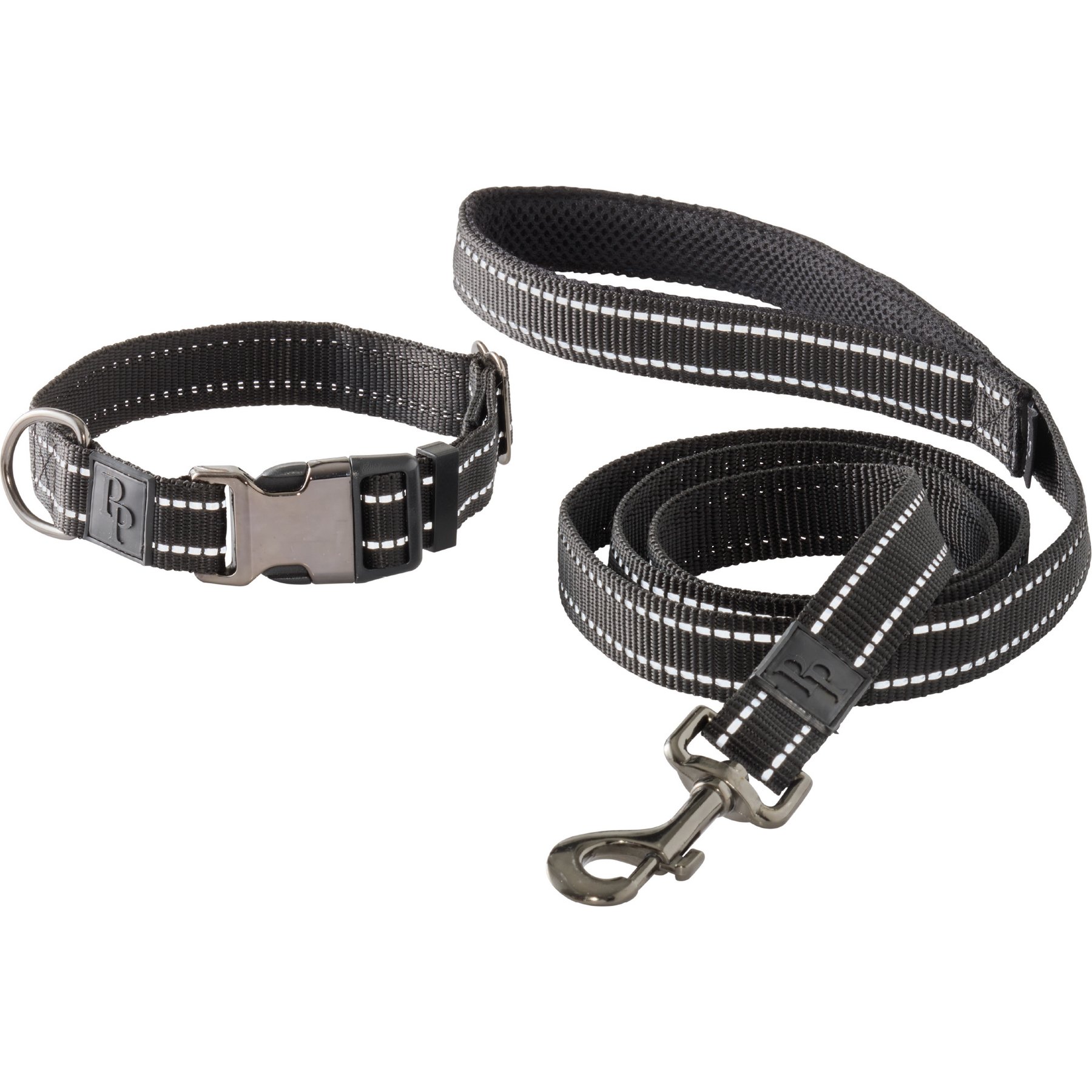 Pet Passion Ranger Reflective Dog Leash & Collar Set, Black, Medium: 11-in neck, 1-in wide
