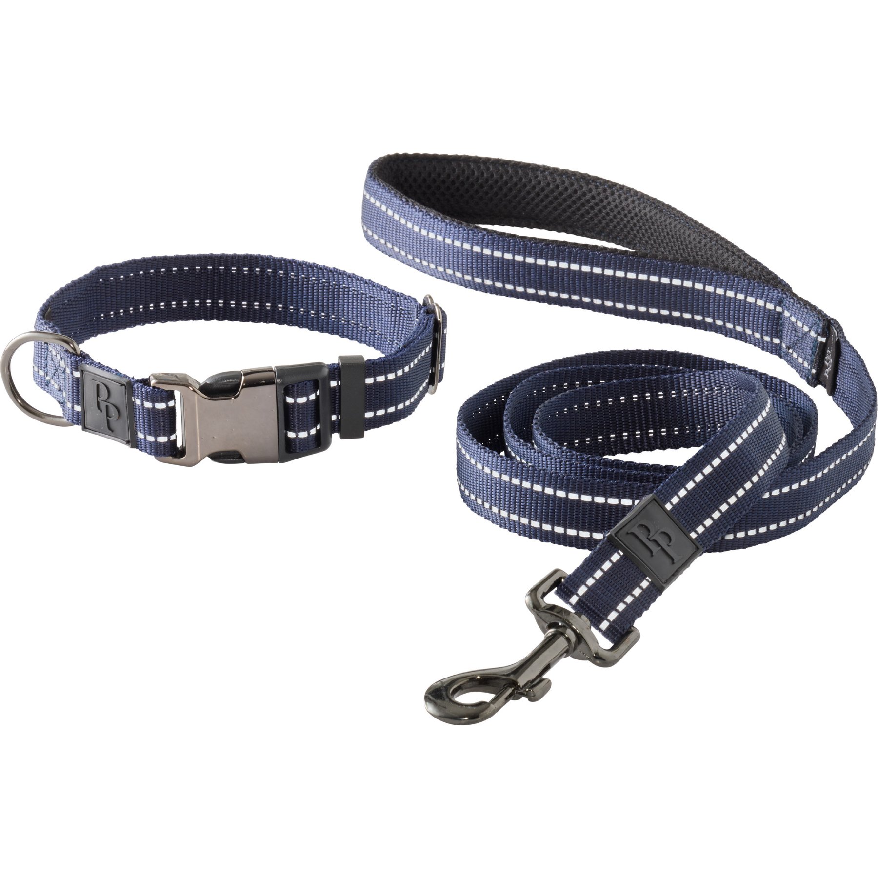 Pet Passion Ranger Reflective Dog Leash & Collar Set, Navy, Small: 9-in neck, 3/4-in wide