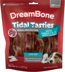 DreamBone Tidal Tasties Waves with Real Herring Wave-Shaped Dog Chew Treats, 9.7-oz bag, 25 count slide 1 of 9