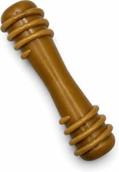 EVERFETCH Durable Dental Roller with Real Hickory Wood & Bacon Flavor Tough Chew Dog Toy, Green, 7-in