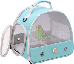 Halinfer Portable Vented Mesh Windows Bird Travel Carrier Cage, 1-lb bag, Green