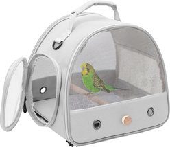 Halinfer Portable Vented Mesh Windows Bird Travel Carrier Cage, 1-lb bag, Grey