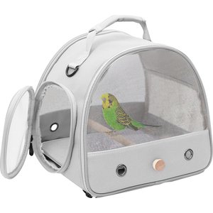Halinfer Portable Vented Mesh Windows Bird Travel Carrier Cage, 1-lb bag, Grey