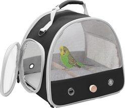 Halinfer Portable Vented Mesh Windows Bird Travel Carrier Cage, 1-lb bag, Black