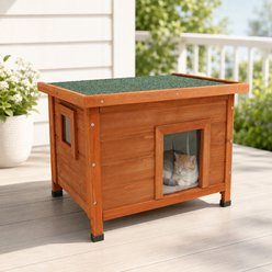 Yafylly Waterproof Feral Kitty Shelter Modern Dog & Cat House, Natural, Medium