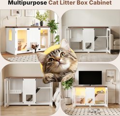 Yafylly 47.2-in LED Light Cat Litter Box Enclosure, White slide 2 of 8