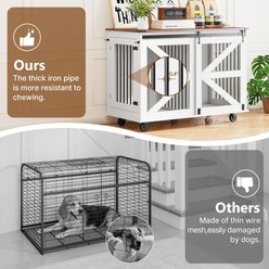 Yafylly Wooden Flip-Top Feeding Door Dog Crate Furniture with Wheels, White, Large: 47.2-in slide 2 of 7