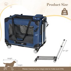 Yafylly 2 in 1 Collapsible Indoor Outdoor Travel Crate 3-Door Portable Folding Mesh Window, Dark Blue, 28-in slide 2 of 8