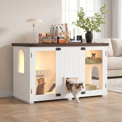 Yafylly 47.2-in LED Light Cat Litter Box Enclosure, White