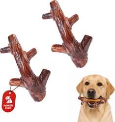 Potaroma Nylon Grooved Branch Shape Bacon Flavor Exercise Chew Dog Toy, Coffee, 2 count