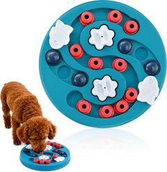 Potaroma Interactive Maze-Shape Puzzle Enrichment Slow Feeder Training Treat Dispensing Dog Toy, Blue, 11.8 x 11.8 x 2.4-in