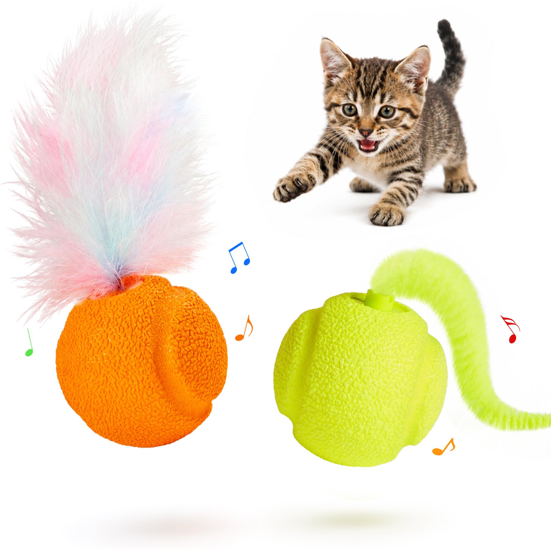 Potaroma High Bounce Interactive Cat Toy Ball with Catnip