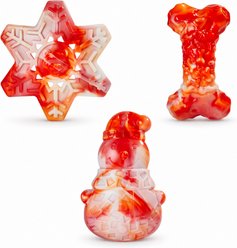 Potaroma Nylon Durable Snowflake & Snowman & Bone Shape Bacon Flavor Exercise Chew Dog Toy, Pink, 3 count