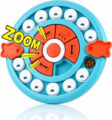 Potaroma Interactive Pizza Shape Snuffle Slow Feeder Bowl Enrichment Training Treat Dispensing Dog Toy with Built-in Squeaker, Blue
