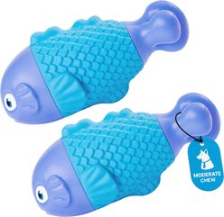 Potaroma Nylon & Rubber Clown Fish Shape Squeaky Interactive Exercise Chew Dog Toy, Blue, 2 count