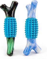 Potaroma Nylon & Rubber Short Branch Shape Exercise Chew Dog Toy, Green/Blue, 2 count