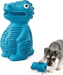 Potaroma Dinosaur Treat Dispensing Rubber Interactive Exercise Dog Chew Toy, Blue