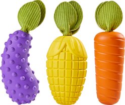 Potaroma Interactive Boredom Relief Vegetable Squeaky Rubber Exercise Dog Chew Toy, Multicolor, 3 count