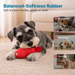 Potaroma Interactive Durable Clownfish Natural Rubber Teeth Cleaning Plush Exercise Dog Chew Toy, Red slide 2 of 7
